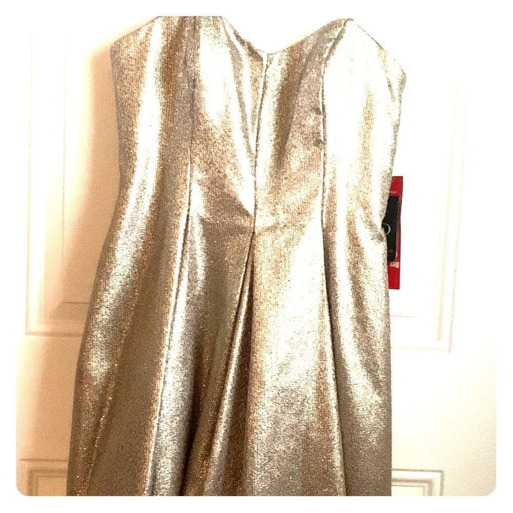 Short strapless gold dress